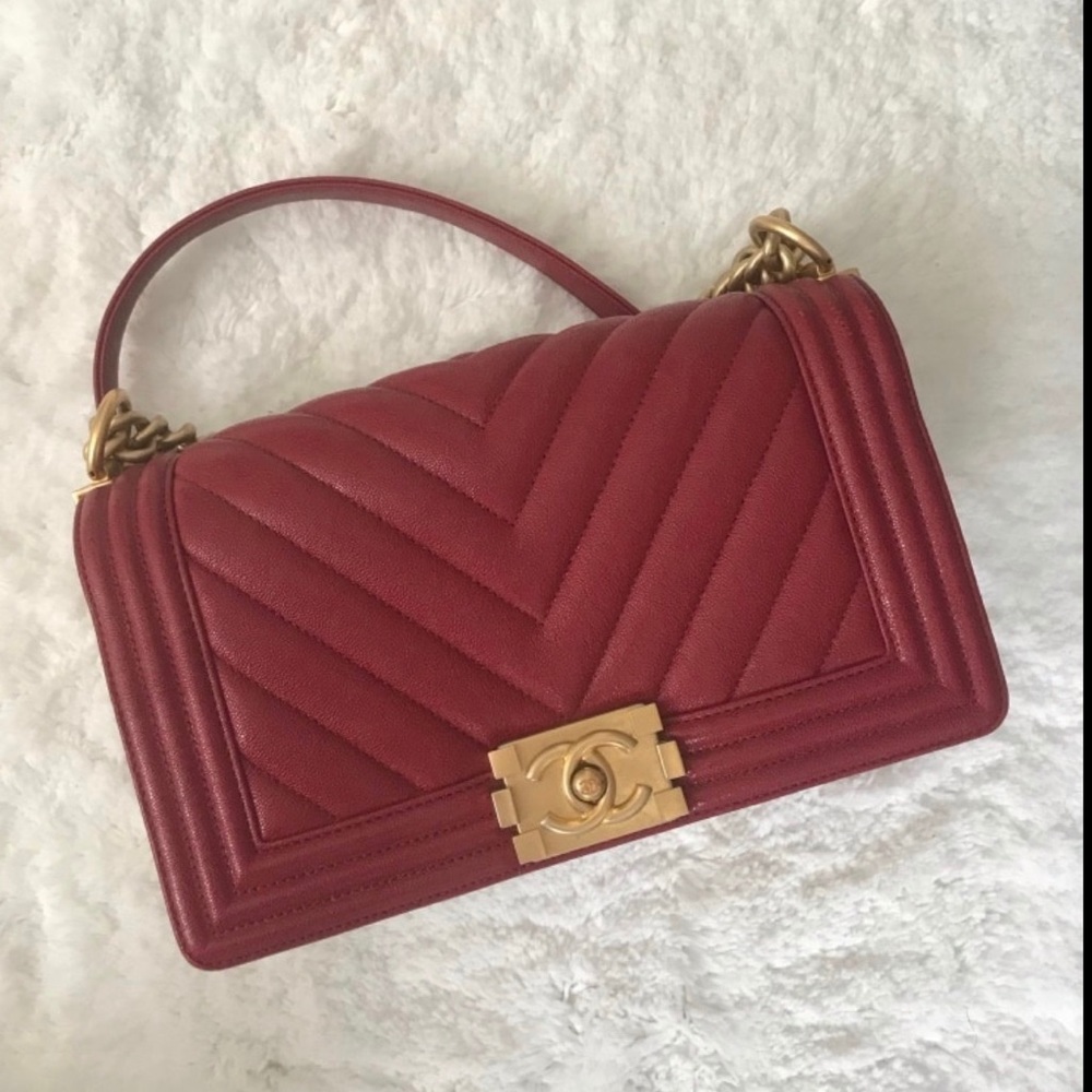 Authentic Chanel Chevron Medium Boy Bag